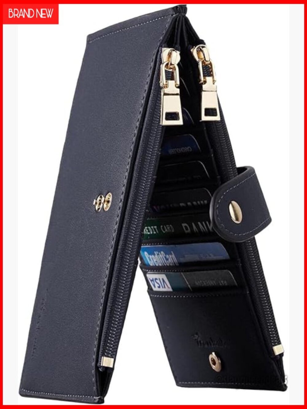 Slim Leather RFID Blocking Bifold Wallet with 15 Card Slots